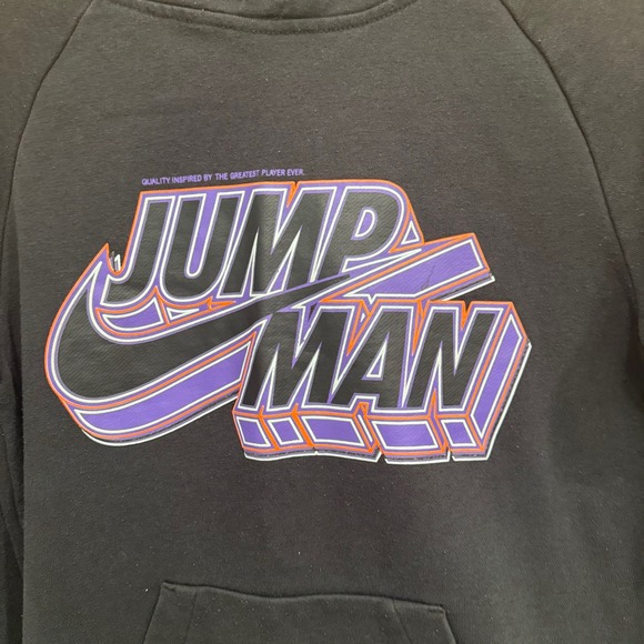 Jordan Jumpman Hoodie Pullover Black Purple Graphic‎ Youth Size Large 12-13 YRS - Picture 2 of 7